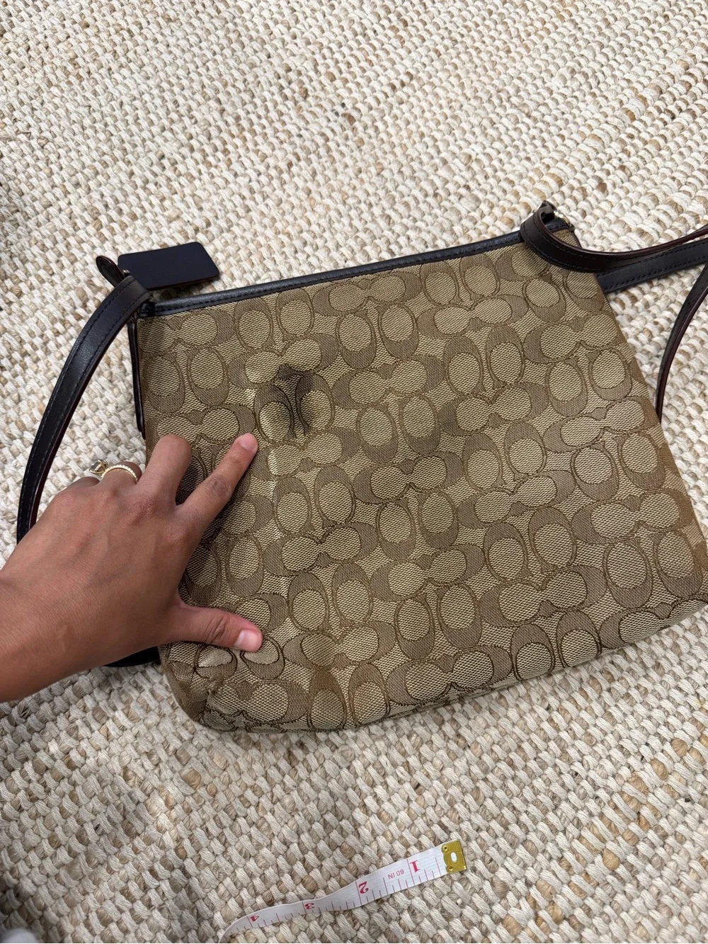 Coach Tan and Brown Signature Messenger Bag